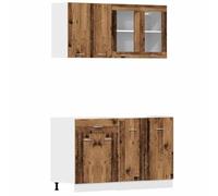vidaXL Set di Mobili da Cucina 4 pz Legno Antico in Truciolato, Set di armadi, ripiano di stoccaggio, Armadio, Armadio da Cucina, armadietto
