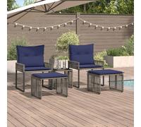 vidaXL Set di mobili da esterno, 11 pezzi, grigio e blu marino, set di mobili da esterno, design rustico, resistente alle intemperie, rattan moderno per rilassarsi in terrazza