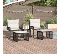 vidaXL Set di mobili da esterno con cuscino, 11 pezzi, nero e crema, set di mobili da esterno, design rustico, resistente alle intemperie, rattan moderno per rilassarsi in terrazza
