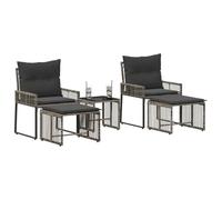 vidaXL Set di mobili da esterno, 11 pezzi, grigio e grigio scuro, set di mobili da esterno, stile rustico, resistente alle intemperie, comfort rattan sulla terrazza
