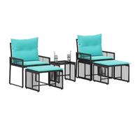 vidaXL Set di mobili da esterno, 11 pezzi, nero e turchese, set di mobili da esterno, stile rustico, resistente alle intemperie, comfort rattan sulla terrazza