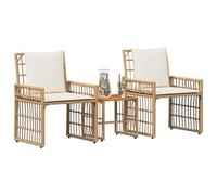 vidaXL Set di Mobili da Esterno 3 pcs Naturale e Bianco Crema, Giardino e terrazza, stile rustico all'aperto, mobili resistenti alle intemperie, tavolo in legno di acacia, seduta in polyrattan