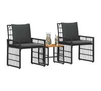 vidaXL Set di Mobili da Esterno 3 pcs Nero e Grigio scuro, Giardino e terrazza, stile rustico all'aperto, mobili resistenti alle intemperie, tavolo in legno di acacia, seduta in polyrattan