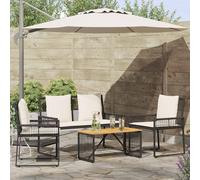 vidaXL Set di Mobili da Esterno 4 pcs Nero e Bianco Crema polyrattan