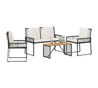 vidaXL Set di mobili da esterno, 4 pezzi, colore nero e bianco, crema, set di mobili da esterno, stile rustico, resistente alle intemperie, comfort rattan sulla terrazza