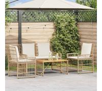 vidaXL Set di Mobili da Esterno 4 pcs Naturale e Bianco Crema, Giardino e terrazza, stile rustico all'aperto, mobili resistenti alle intemperie, tavolo in legno di acacia, seduta in polyrattan