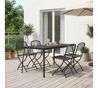 vidaXL Set di Mobili da Esterno 5 pcs Antracite Ferro e Acciaio, Arredo giardino e terrazzo, set esterno moderno, pieghevole, resistente agli agenti atmosferici, piano in rete, design compatto