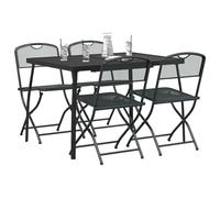 vidaXL Set di Mobili da Esterno 5 pcs Antracite Ferro e Acciaio, Arredo giardino e terrazzo, set esterno moderno, pieghevole, resistente agli agenti atmosferici, piano in rete, design compatto