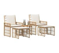 vidaXL Set di Mobili da Esterno 5 pcs Naturale e Bianco Crema, Giardino e terrazza, stile rustico all'aperto, mobili resistenti alle intemperie, tavolo in legno di acacia, seduta in polyrattan