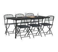 vidaXL Set di Mobili da Esterno 7 pcs Antracite Ferro e Acciaio, Arredo giardino e terrazzo, set esterno moderno, pieghevole, resistente agli agenti atmosferici, piano in rete, design compatto