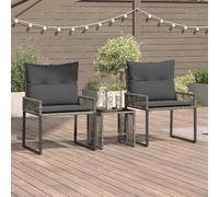 vidaXL Set di mobili da esterno con cuscino, 7 pezzi, grigio e grigio scuro, set di mobili da esterno, design rustico, resistente alle intemperie, rattan moderno per rilassarsi in terrazza