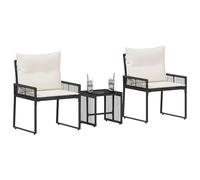 vidaXL Set di mobili da esterno, 7 pezzi, colore nero e bianco, crema, set di mobili da esterno, stile rustico, resistente alle intemperie, comfort rattan sulla terrazza
