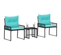 vidaXL Set di mobili da esterno, 7 pezzi, colore nero e turchese, set di mobili da esterno, stile rustico, resistente alle intemperie, comfort rattan sulla terrazza