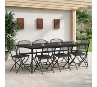 vidaXL Set di Mobili da Esterno 9 pcs Antracite Ferro e Acciaio, Arredo giardino e terrazzo, set esterno moderno, pieghevole, resistente agli agenti atmosferici, piano in rete, design compatto