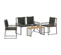 vidaXL Set di mobili da esterno, 9 pezzi, grigio e grigio scuro, set di mobili da esterno, stile rustico, resistente alle intemperie, comfort rattan sulla terrazza