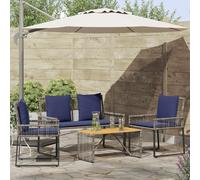 vidaXL Set di mobili da esterno, 9 pezzi, grigio e blu navy, set di mobili da esterno, stile rustico, resistente alle intemperie, comfort rattan sulla terrazza