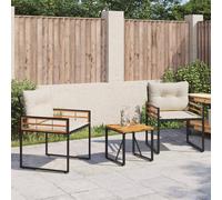 vidaXL Set di Mobili da Esterno con Cuscino 3 PCS Crema, Soggiorno, Moderno, Resistente, Soluzioni di Mobili per Una Casa Elegante, Confortevole e Funzionale con Materiali di qualità