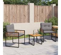 vidaXL Set di Mobili da Esterno con Cuscino 3 PCS Grigio Chiaro, Soggiorno, Moderno, Resistente, Soluzioni di Mobili per Una Casa Elegante, Confortevole e Funzionale con Materiali di qualità