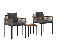 vidaXL Set di mobili da esterno con cuscino, 3 pezzi, grigio e grigio scuro, giardino e terrazza, design rettangolare, look moderno, piedini regolabili per stabilità, qualsiasi spazio esterno