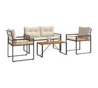 vidaXL Set di Mobili da Esterno con Cuscino 4 PCS Crema, Soggiorno, Moderno, Resistente, Soluzioni di Mobili per Una Casa Elegante, Confortevole e Funzionale con Materiali di qualità