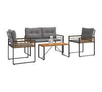 vidaXL Set di Mobili da Esterno con Cuscino 4 PCS Grigio Chiaro, Soggiorno, Moderno, Resistente, Soluzioni di Mobili per Una Casa Elegante, Confortevole e Funzionale con Materiali di qualità