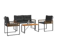 vidaXL Set di Mobili da Esterno con Cuscino 4 PCS Grigio Tenue, Soggiorno, Moderno, Resistente, Soluzioni di Mobili per Una Casa Elegante, Confortevole e Funzionale con Materiali di qualità