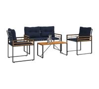 vidaXL Set di Mobili da Esterno con Cuscino 4 PCS Navy, Soggiorno, Moderno, Resistente, Soluzioni di Mobili per Una Casa Elegante, Confortevole e Funzionale con Materiali di qualità