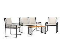 vidaXL Set di mobili da esterno con cuscino, 4 pezzi, nero e crema, mobili da giardino confortevoli, set moderno, durevole e rustico, per rilassarsi all'aperto