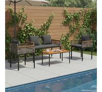 vidaXL Set di Mobili da Esterno Grigio e Grigio Scuro polyrattan