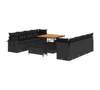 vidaXL Set di Mobili da Esterno Modulari in Rattan Sintetico Nero di - Design Rettangolare. Include 2 Divani Angolari, 4 Pouf Lunghi e 1 Tavolo. Resistente ai Raggi UV, Impermeabile, con Piedi Regol