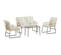 vidaXL Set di Mobili da Giardino 4 PCS Nero e Antracite polyrattan, Giardino e Terrazza, Mobili Resistenti ai UV, Set Moderno per Esterni, Sede Elegante, Design Rapido Asciugatura