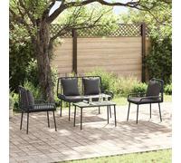 vidaXL Set di Mobili da Giardino 4 pcs Nero e Crema polyrattan