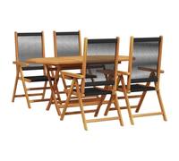 vidaXL Set di mobili da Giardino 5 Pezzi Marrone in Legno d'acacia massello. Ha Tavolo e sedie Pieghevoli, Perfetti per Il Patio o Il Balcone e per accogliere 4 Persone. Ideale per Il terrazzo, Le s