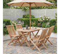 vidaXL Tuinmeubelset 5 st Naturel Massief Teakhout