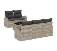 vidaXL Set di mobili da Giardino, 6 Pezzi con Cuscini, Color Grigio Chiaro. in Rattan Sintetico, Design modulare, Resistente alle intemperie e con Piedini Regolabili. Perfetti per Creare spazi accog