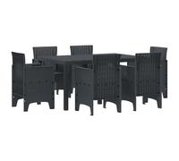vidaXL Set di Mobili da Giardino 7 Pezzi Grigio in Rattan Sintetico con Tavolo e 6 Sedie - Mobili per Esterni, Terrazza, Alfresco, Patio e Deck per L'Estate