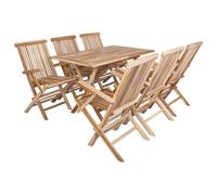 vidaXL Tuinmeubelset 7 st Naturel Massief Teakhout