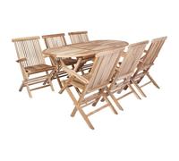 vidaXL Tuinmeubelset 7 st Naturel Massief Teakhout