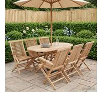vidaXL Tuinmeubelset 7 st Naturel Massief Teakhout