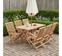 vidaXL Tuinmeubelset 7 st Naturel Massief Teakhout