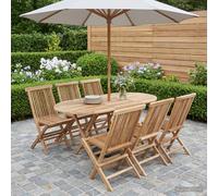 vidaXL Tuinmeubelset 7 st Naturel Massief Teakhout