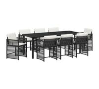 vidaXL Set da pranzo da giardino 9 pezzi con cuscini in polyrattan nero. Mobili spaziosi per esterni, ideale per patio o balcone. Esperienze confortevoli e durevoli. Sedie di vimini per 8