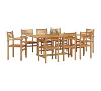 vidaXL Set di mobili da giardino 9 pezzi in legno massello di teak marrone, giardino e terrazza, gruppo da pranzo moderno in teak, elegante coccole all'aperto per la famiglia