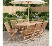 vidaXL Tuinmeubelset 9 st Naturel Massief Teakhout