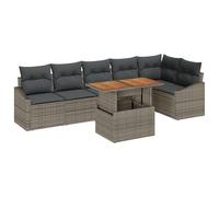vidaXL Set da Pranzo da Giardino 7 Pezzi con Cuscini Grigi Rattan Acacia