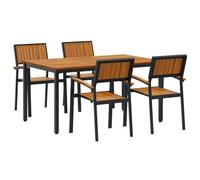 vidaXL Set di mobili da giardino in legno massiccio di acacia e struttura in metallo, sedie moderne da esterno, ideale per l'intrattenimento in terrazza o giardino, mobili per