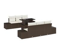 vidaXL Set di mobili da Giardino modulare da 7 Pezzi con Cuscini Marroni in Rattan Sintetico, Perfetto per balconi, patii e Giardini all'aperto. Super Comodo, con Schiuma e coperture Removibili, Idea