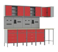 vidaXL Set di mobili da lavoro con cassetto 12 pcs Nero e Grigio