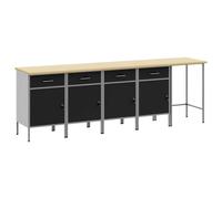 vidaXL Set di mobili da lavoro con cassetto 5 pz Nero e Grigio