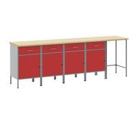 vidaXL Set di mobili da lavoro con cassetto 5 pz Rosso e Grigio